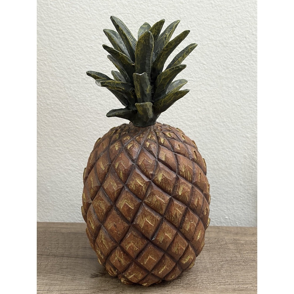 David Harden Folk Art Pineapple Sculpture Figure Carved Resin Signed